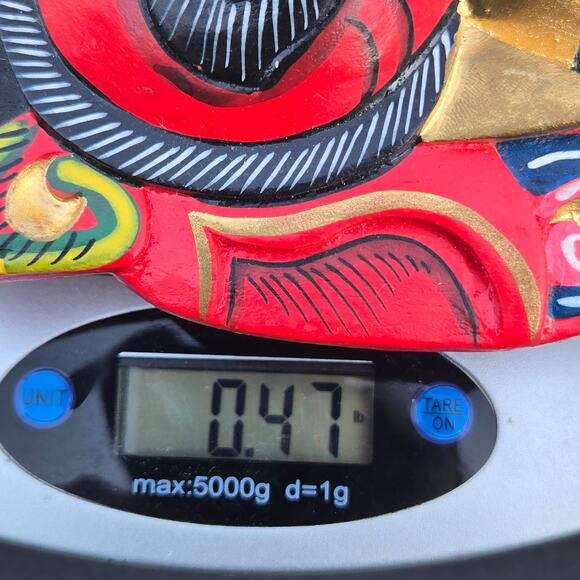 Vintage Balinese Garuda Mask Hand Painted Marked Mythical Ceremonial Wall Art - Picture 12 of 14